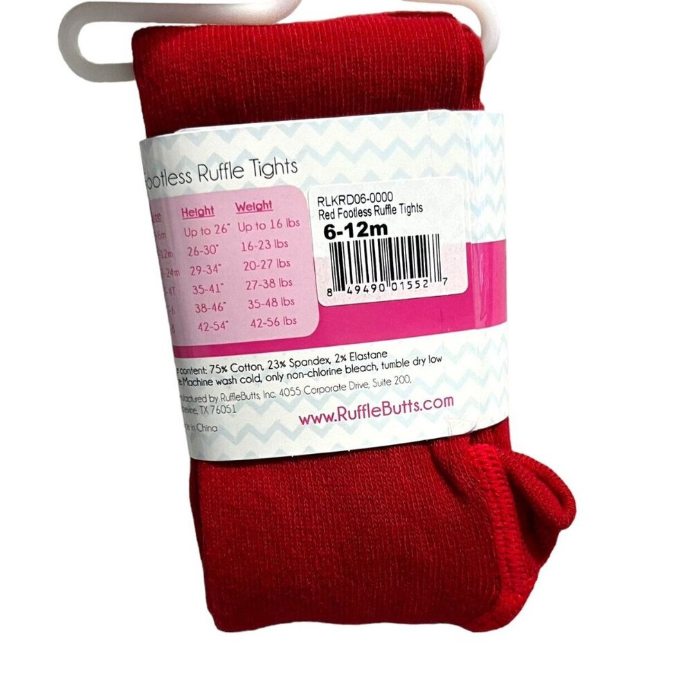 NEW Ruffle Butts 6-12m Red Footless Ruffle Tights - Picture 2 of 3